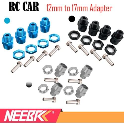 Aluminum Alloy 12mm to 17mm Wheel Hex Hubs Adapter Extension Conversion Nuts for 1/10 RC Car Upgrade 1/8 Tires