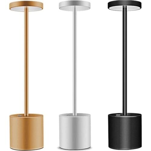 Bar Table Lamp USB Rechargeable Desk Lamp Portable Modern Creative Cordless LED Night Light Metal Restaurants Cafe Bedside Light