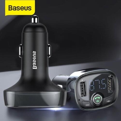 Baseus Car Bluetooth Wireless Car Charger FM Transmitter Handsfree Audio Receiver MP3 Player 3.4A Dual USB Charger Phone Charger
