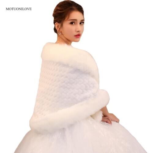 White Bridal Wrap Coat Jackets Boleros Bride Warm Fur Shawl Womens Shrugs For Wedding Party Dress Winter Warm Fur Stole Capes