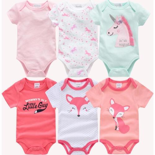 2020 6PCS 3PCS Baby Girls Bodysuit body bebe verano Short Sleeve Summer Cotton Baby Clothes Newborn Jumpsuit Infant Clothing