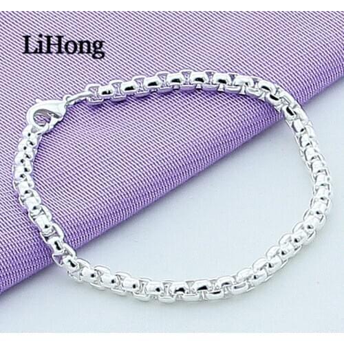 925 Sterling Silver Bracelet Venice Box Silver Bracelet Female Charm Jewelry Woman & Men Jewelry Gift