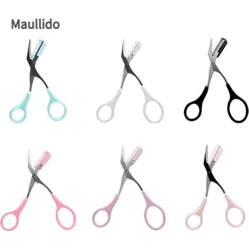 Facial Hair Removal Grooming Shaping Shaver Eyebrow Trimmer Scissor with Comb Cosmetic Eyelash Hair Remover Makeup Accessories