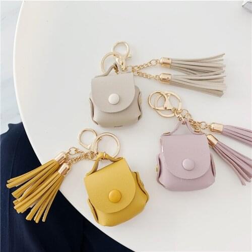 Bluetooth Earphone anti-fall bag leather button bag case for Airpods pro tassel protective sleeve suitable air pods cases cover