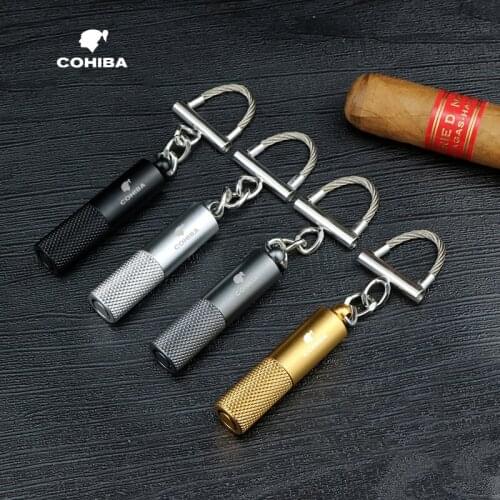 COHIBA Cigar Punch Travel Stainless Steel Cuban Cigar Guillotine Mini Cigar Cutter Knife With Keychain