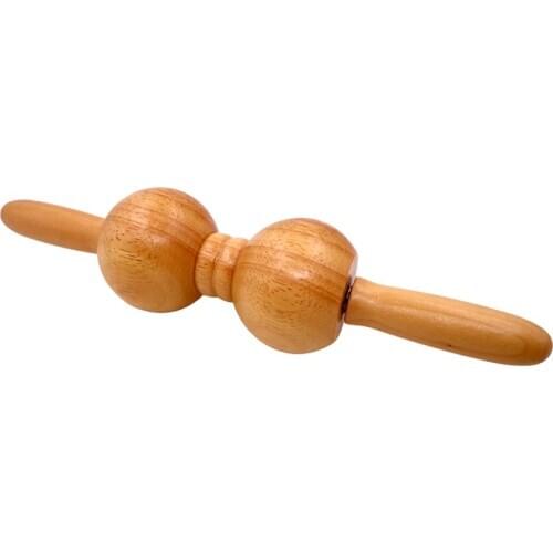 Wooden Roller Massage Stick Therapy Relaxation Tool for Relieve Muscle Soreness, Cramps, Massage Head, Shoulder and Neck