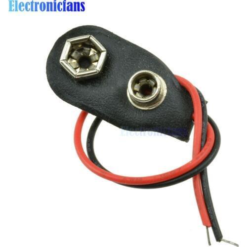 20Pcs Snap on 9V Battery Holder Clip Counter Hard Shell 10CM Cable Lead Soft Leather Red Black Connect Line