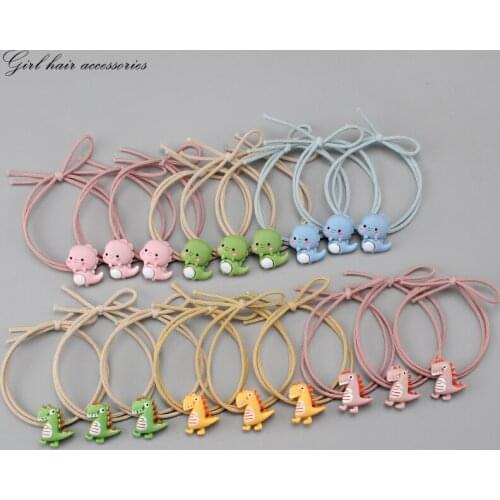 3 Pcs Cute Animal Childrens Hair Bands Dinosaur Elastic Hair Rope Girls Rubber Band Hair Tie Fashion Hair Accessories wholesale
