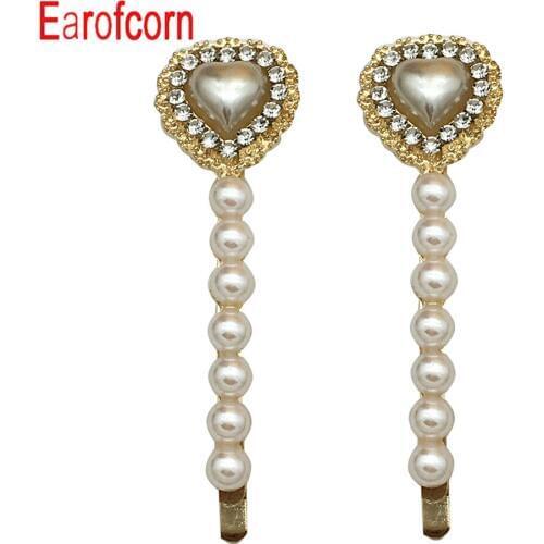 Earofcorn Exquisite Simple Series Headwear U Shaped Clip Pearl Rhinestone Hair Clip One Word Clip Accessories(a Pairs Set)