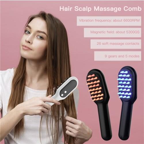 Electric Head Massager Magnetic Therapy Hair Growth Comb Blue Red Light Scalp Massage Brush Relieve Fatigue Pressure LED Display