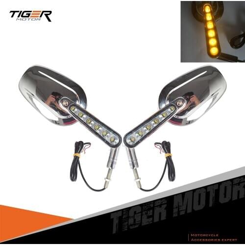 Chrome Motorcycle Mirror Muscle LED Turn Signals Light Moto Rear side View mirrors case for Harley V-ROD V ROD VRSCF