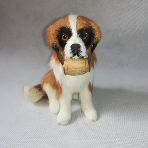 About 12x11cm real life toy Saint Bernard dog hard model furs squatting dog craft prop, home decoration gift h1359