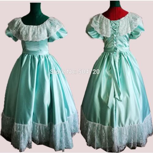 Customer to order!Luxs 19th Green Eras scarlett Southern Belle Gown White Lace Theatre dress victorian dresses civil war SW-016
