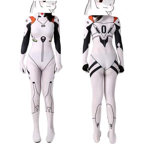 Superhero AYANAMI REI Costume Cosplay Spandex Jumpsuit Bodysuit Disfraces De Halloween Costume AYANAMI REI Zentai Suit For Adult