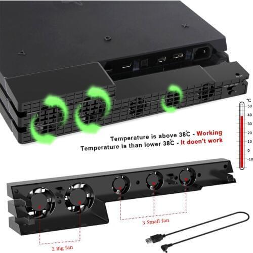 PS4 Pro Console Cooler USB Cooling Fan Super Turbo Temperature Control with USB Cable for Sony Playstation 4 PS4 Pro