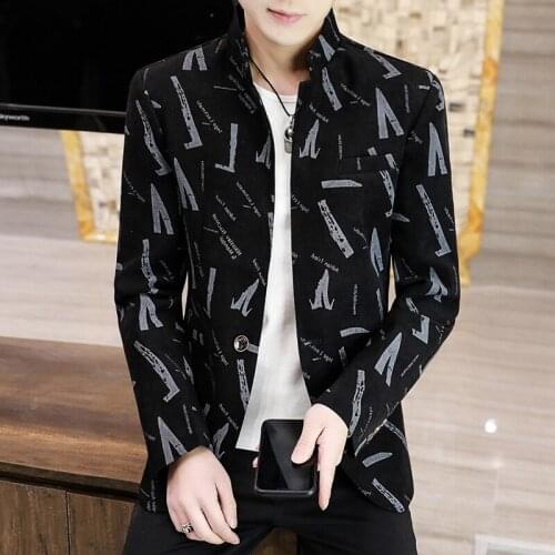 Sun Yat-Sen jacket jacket male youth slim personality standing collar handsome suit fashion thin clothes spring and autumn