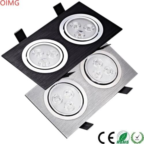 Dimmable Square Double Heads LED Downlight 12W 20W 28W Recessed High power LED Ceiling Lamp Spot light AC85-265V Indoor Lighting