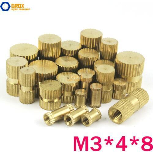 200 Pieces M3*4*8mm (ID*OD*Length) Brass Blind Knurl Nut Insert Thumb Nut