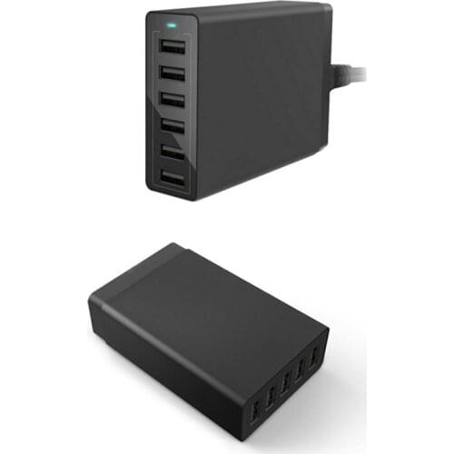Top Deals USB Charger 6-Port USB Charger Station Multiple Devices Smart Charger USB Adapter,for iPhone, Androids,Etc