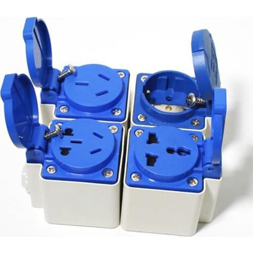 Multifunction AU US UK EU German France Brazil Swiss Italy outdoor waterproof socket with bottom box industry AC power socket