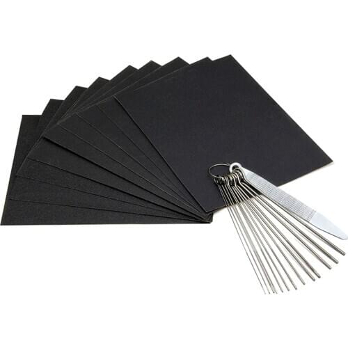 Guitar Bridge Saddle Nut Files Set- Sand Paper and Metal Needle Files of 13 Sizes with Circular Cross Section for Guitar, Ukulel