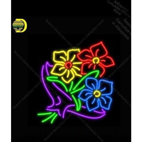 Neon Sign Florist FLOWERS Neon Bulb sign handcraft Letrero Beer Bar Home budweiser neon sign outdoor lighting store Neon Garage