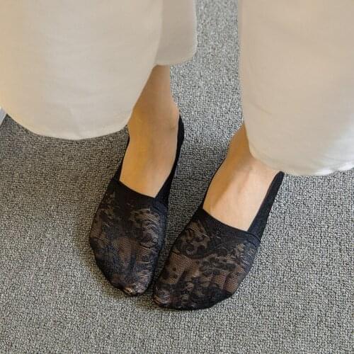 2021 Summer New Lace Stockings Womens Solid Color Silicone Retro Socks Invisible Thin Low-Cut Liners