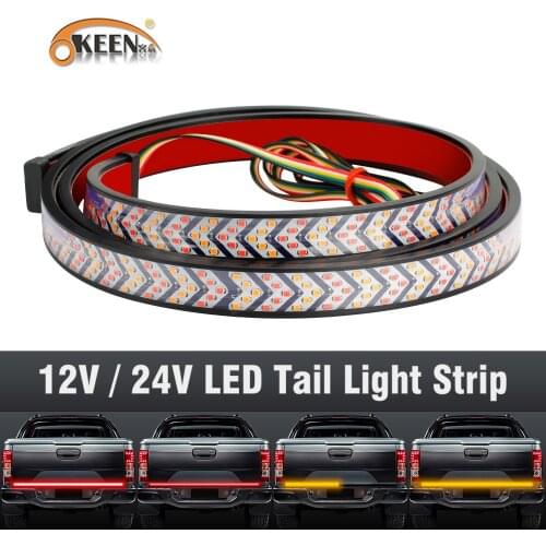 OKEEN LED Truck Tailgate Light Bar Flexible Waterproof Red Yellow Flowing Car Turn Signal Light For Jeep Pickup Trailer 12V 24V