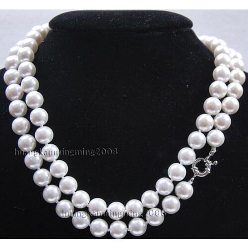 Wholesale good 10mm White South Sea Shell Pearl Necklace AAA Grade, 35 inch AAA style Fine Noble real Natural free shippin