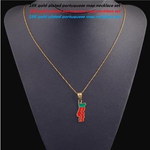Stainless steel necklace pendant Portugal map-like ornaments pendant J