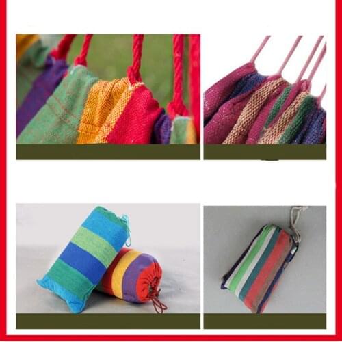 Portable Hammock Outdoor Hammock Garden Sports Home Travel Camping Swing Canvas Stripe Hang Bed Hammock Double Single People
