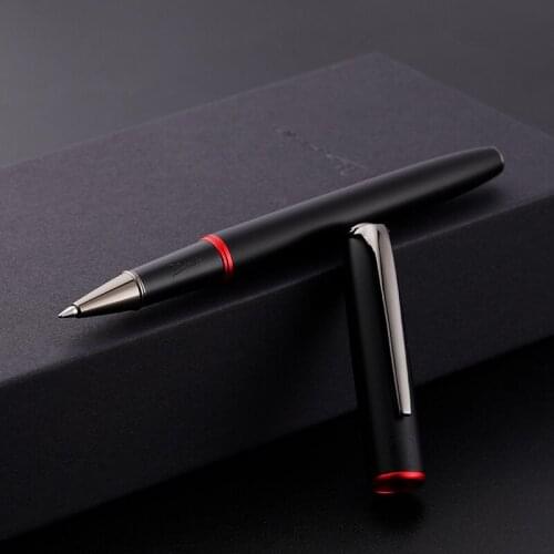 Picasso 916 Pimio Red Ring Metal Roller Ball Pen Titanium Black Matte Barrel For Best Stationery Writing Pen No Gift Box
