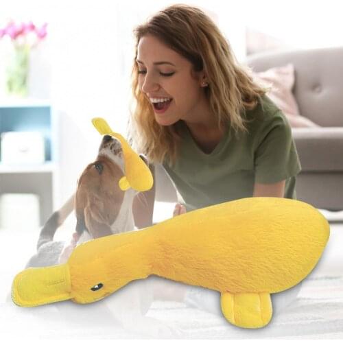 Cute Cartoon Large Yellow Duck Shape Bite Resistant Dog Puppy Toy Pet Supply Yellow Cotton Cartoon Duck Design Sleep Pillow