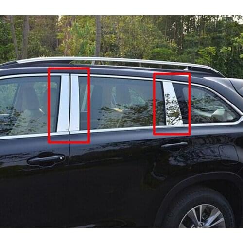 Stainless Steel Pillar Post Trim For Toyota Highlander 2014-2019