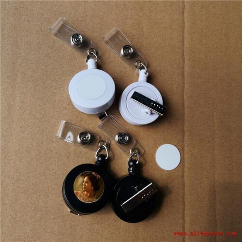 Sublimation blank plastic blank white retractable key ring chain metal clip hot transfer printing blank consumables 20pcs/lot