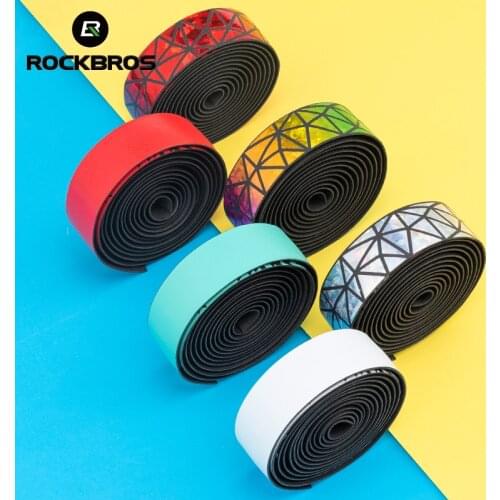 ROCKBROS Bicycle Handlebar Cycling Anti-slip Belt PU+EVA Shock Absorption Handle Bar Rubber Tape Straps Bike Accessories 2pcs