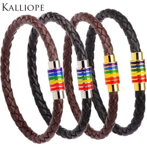 NEW 2019 new arrival Serpentine rope leather rainbow drops oil buckle bracelet exquisite jewelry wholesale unisex gift