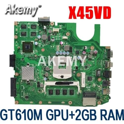 X45VD Laptop Motherboard For ASUS X45V X45VD Laptop motherboard 100% Tested W/ GT610M GPU + 2GB RAM HM76 SLJ8E