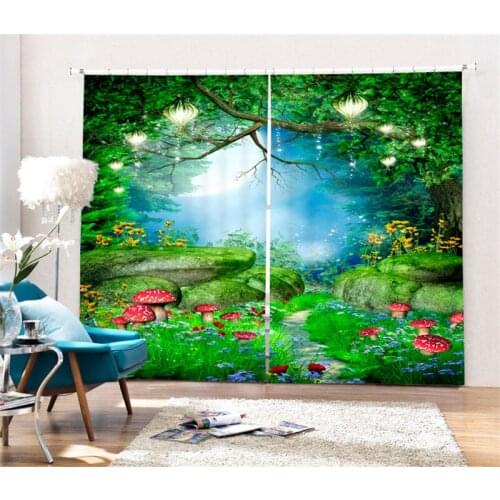 Kitchen Window Curtains Luxury Blackout Living Room kids Bedroom Drapes Cortinas Rideaux Customized size Mushroom pillowcase