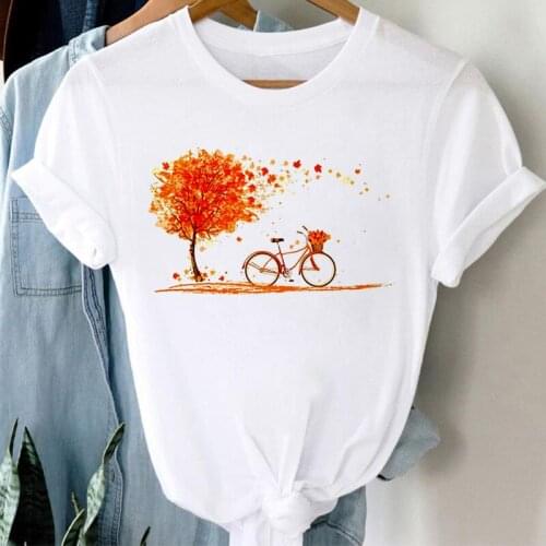 Women t shirt 2021 Bicycle Graphic T shirts Kawaii O-Neck White 90s Hipster Oversized Tshirt Short Sleeve Femme Tee Plus XXXL
