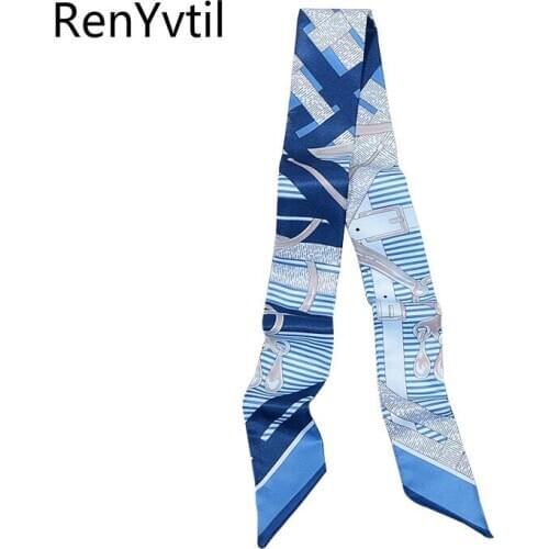 Chain And Crown Print New Design 2020 Silk Scarf Women Tie Luxury Brand Scarf Bag Ribbons Fashion Head Scarf Small Long Scarves