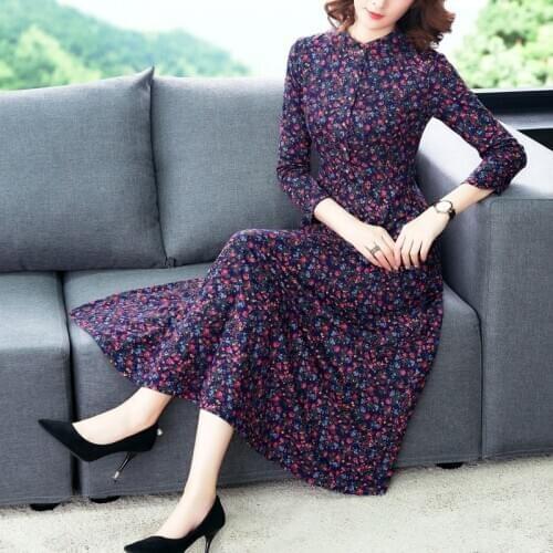 2021 Autumn Winter Red Floral Long Sleve Maxi Dresses Korea Vintage 5XL Plus Size Midi Women Dress Elegant Bodycon Party Vestido