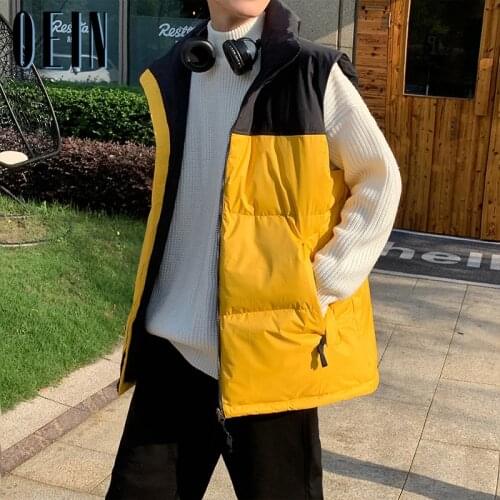 OEIN Mens Vest Jacket Winter Waterproof Warm Sleeveless Men Jacket 2021 Fashion Casual Patchwork Vest Men Autumn Thick Waistcoat