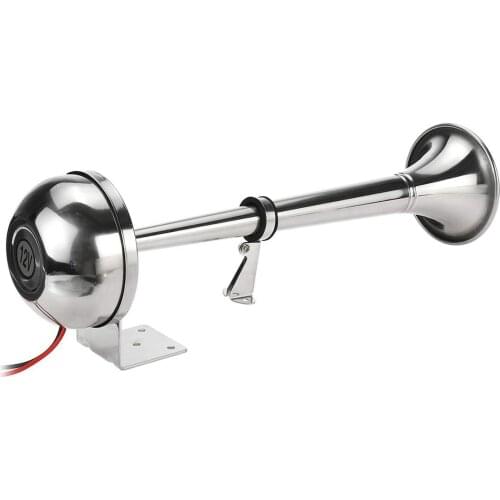 12V/24V Universal Air Horn Single Trumpet Air Horn Powerful Loud Metal Horn 328db For Truck Boat SUV Train