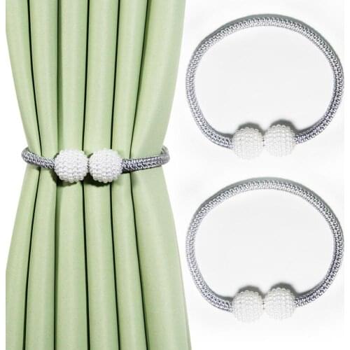 2Pcs Pearl Magnet Curtain Clip Curtain Holders Tieback Buckle Clips Hanging Ball Buckle Tie Back Curtain Accessories Home Decor