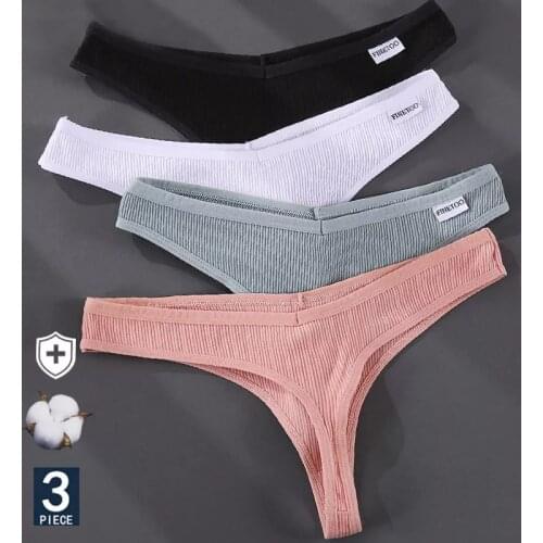3PCS/Set G-string Panties Cotton Womens Underwear Sexy Panties Female Underpants Thong Solid Color Pantys Lingerie M-XL Design