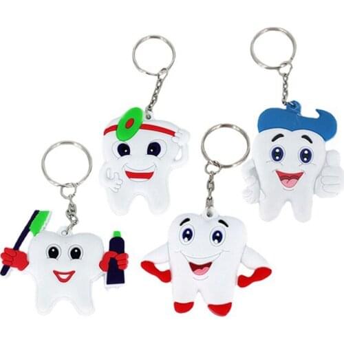 HOT 4PCS Teeth Keyrings Crafts Silica Gel Cartoon Tooth Pendant Keychain Gift Caring For Your Teeth For Women Men