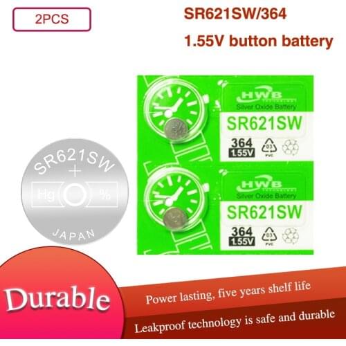2021 New 2pcs Maxell Original 1.55V 364 SR621SW V364 SR60 SR621 AG1 Watch Battery Silver Oxide Button Coin Cell Batteries