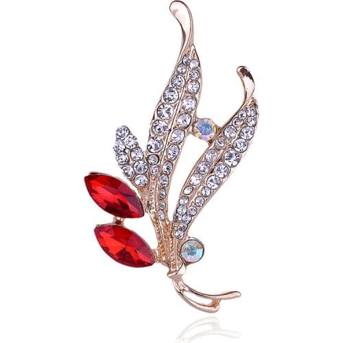 TODOX Brooch NEW Fashion Rhinestone crystal exquisite leaf flower pins garment accessory party For wedding gifts for lady man