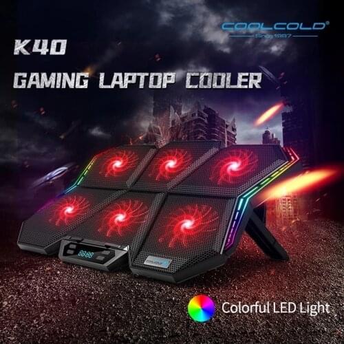 Coolcold Notebook Radiator Air cooler laptop Stand with 6 fans Computer cooler gaming RGB Led Screen for 12-17 inche cooling pad